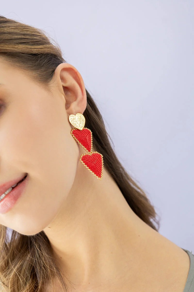 RED MIYUKI EARRINGS