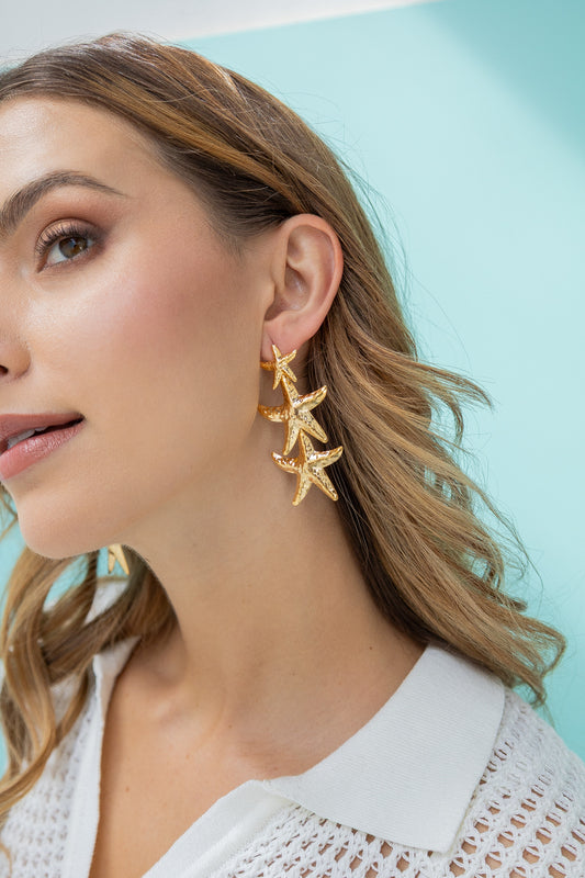 GOLD TRIPLE STAR EARRINGS