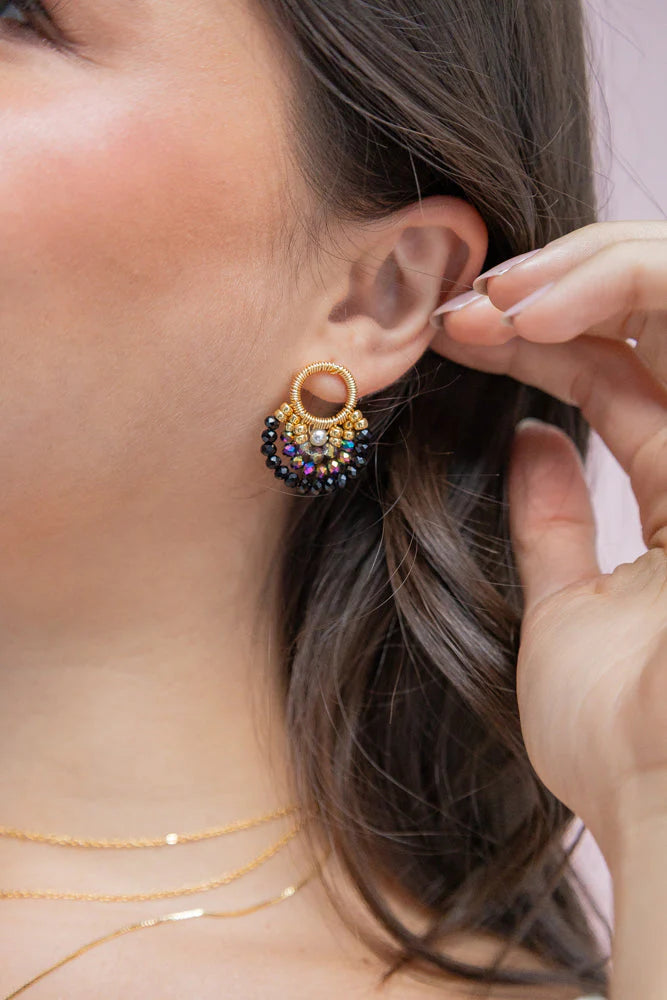 BEADED CIRCULAR EARRINGS