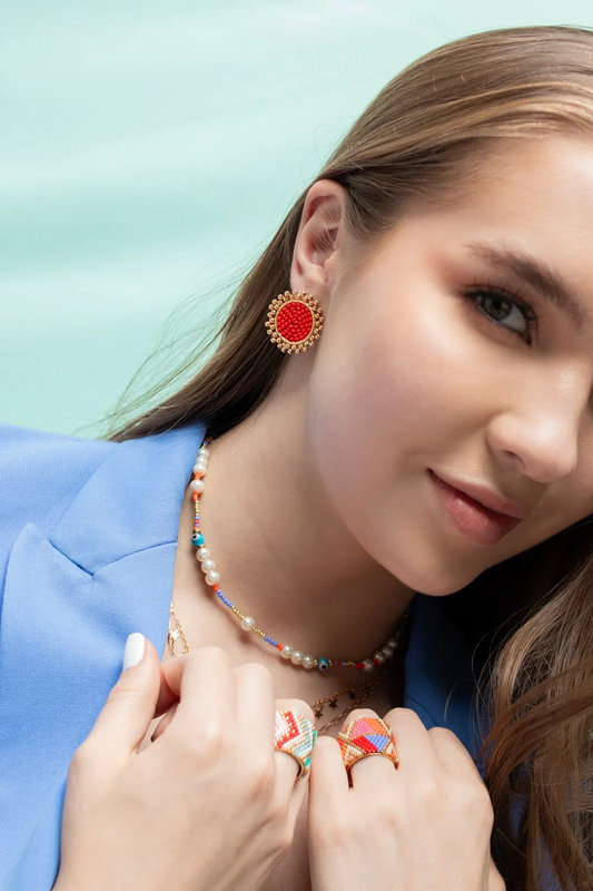 GOLD RED EARRINGS