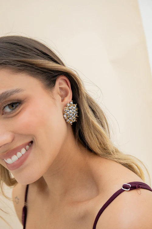 GREY SPHERE EARRINGS - Jabatzelet