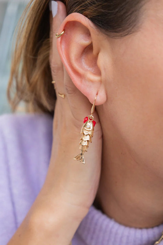 RED FISH EARRINGS