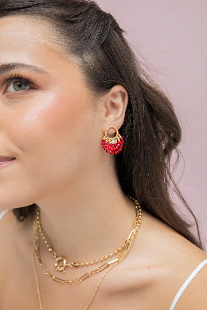 BEADED CIRCULAR EARRINGS
