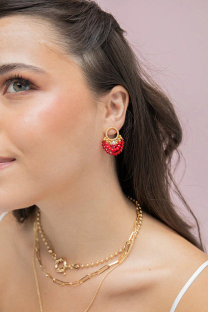 BEADED CIRCULAR EARRINGS