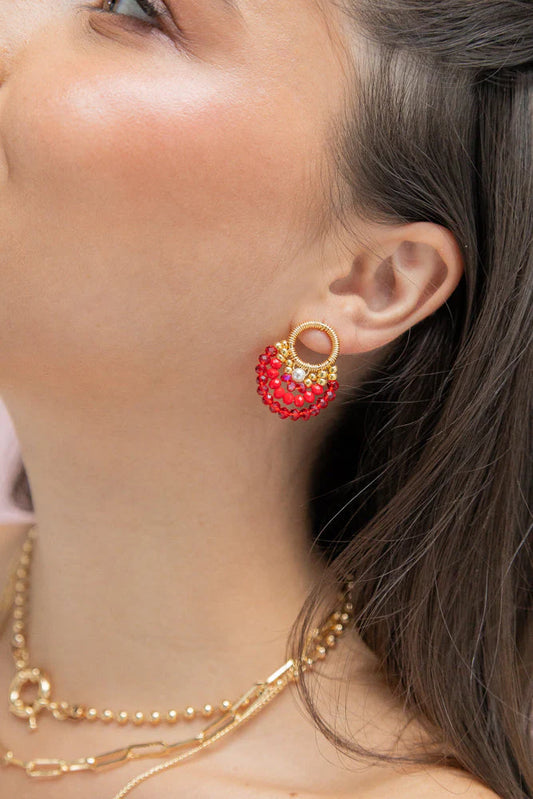 BEADED CIRCULAR EARRINGS